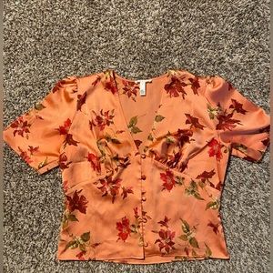 Leith floral silk top